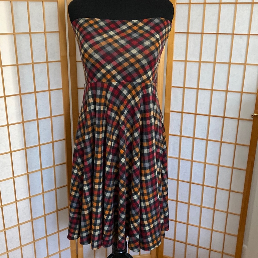 Lapis plaid sleeveless sweater dress